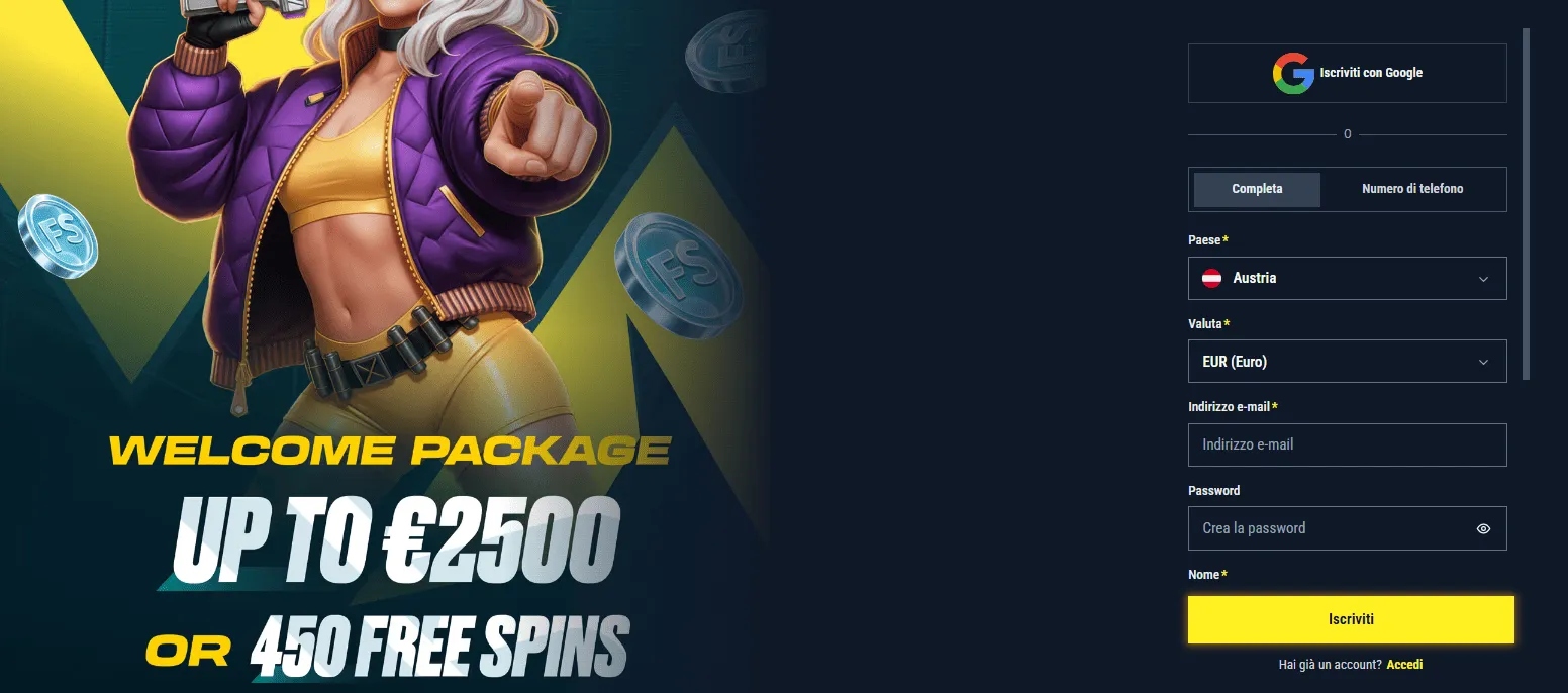 Registrazione Playbaze Casino 3